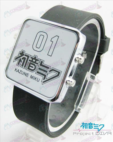 Hatsune Miku Accessori sottile freddo scudo rosso orologio a LED - classico cinturino nero
