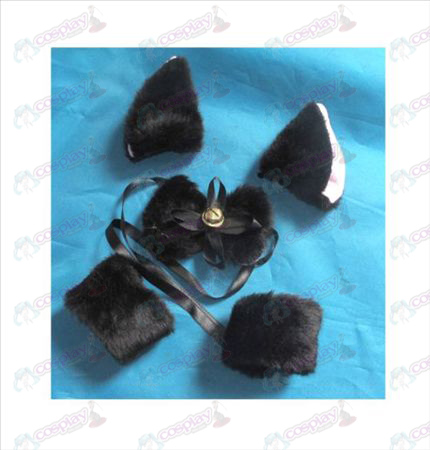 BB cartella orecchie di gatto + tie + Bracciale elastico (nero)