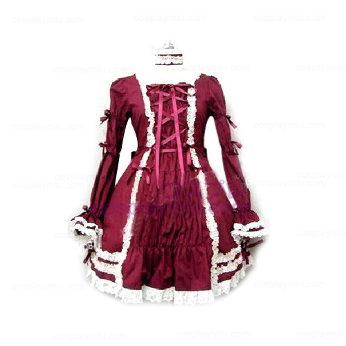 Elegante Borgogna a maniche lunghe abito da Lolita Cosplay
