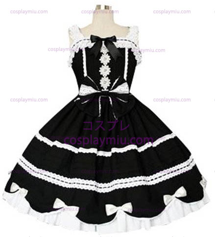 Bianco Gothic Lolita Cosplay Dress e nero