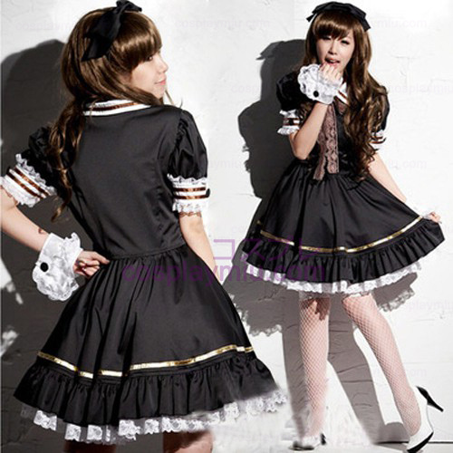 Bello nero Lolita Costumi da cameriera Minigonna Costumi Cosplay