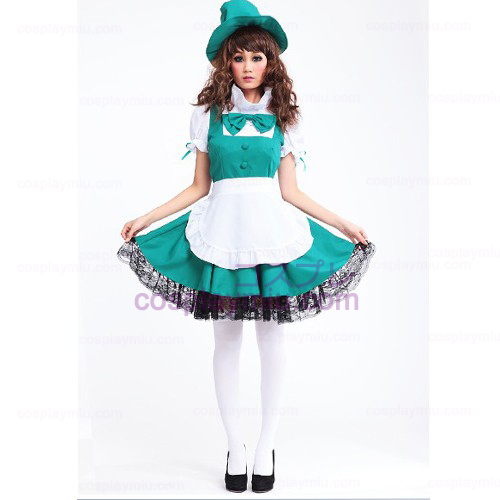 Grembiule Bianco e Verde Gonna Anime Lolita Cameriera Costumi