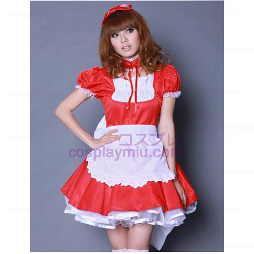 Bowknot rosso Lolita Costumi da cameriera / Cosplay Costumi domestica