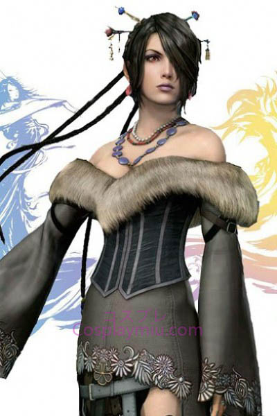 Final Fantasy X Lulu lunga parrucca di Cosplay