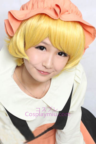 Touhou progetto Aki Minoriko carino breve parrucca bionda di Cosplay Inferiore