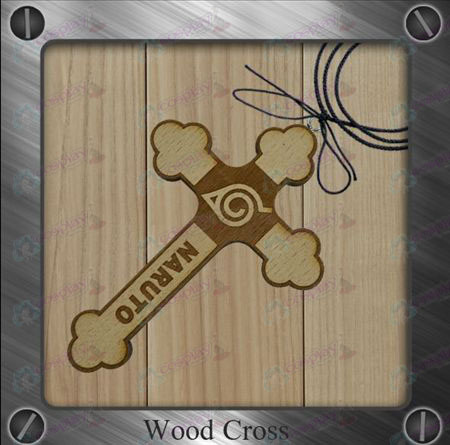 Naruto - Konoha marchio collana croce di legno