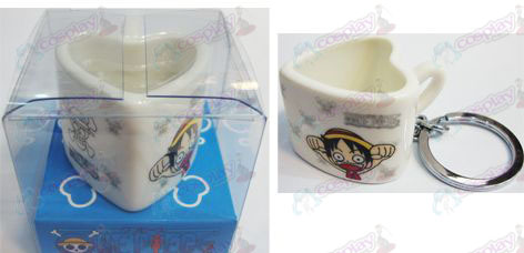 One Piece accessori a forma di cuore Cup Portachiavi in ​​ceramica