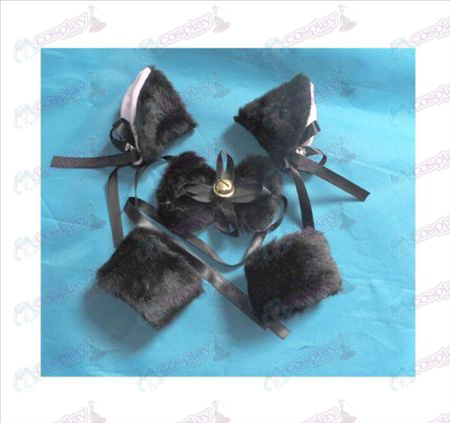 Nero campana BB cartella orecchie di gatto + tie + braccialetto elastico