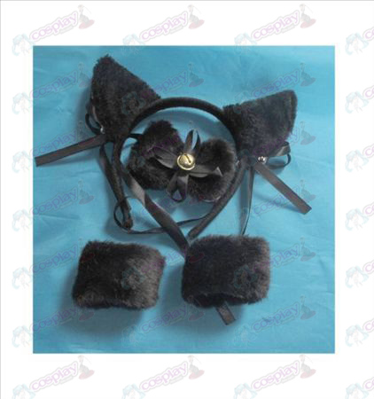 Fisso campana gatto nero orecchie + tie + braccialetto elastico