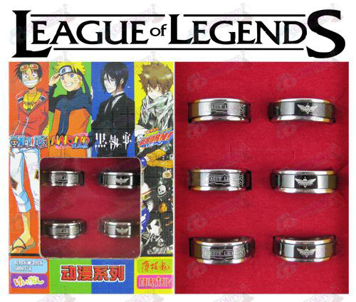 League of Legends Accessori acciaio nero anello rotante (6 / set)