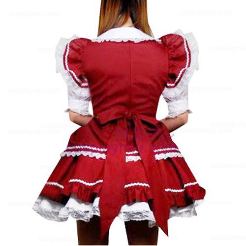 Red And White Lace rasata Lolita Cosplay Dress