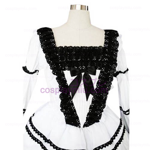 Bianco e nero in pizzo rasata Gothic Lolita Cosplay Dress