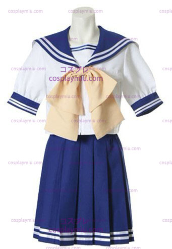 Blu E Bianco Manica Corta Sailor Uniforme scolastica