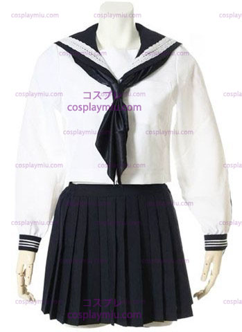 Bianco Maniche lunghe Sailor School Uniform Cosplay