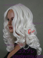20" White parrucca riccia Cosplay Midpart