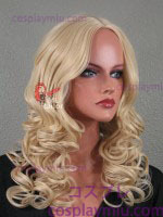20" Blonde Curly Parrucche Cosplay Midpart Naturale