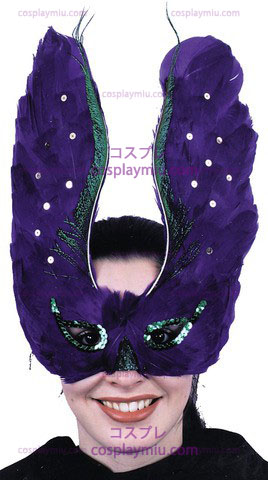 Mask Feather Purpl con paillettes