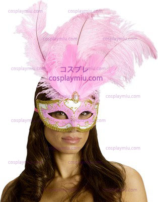 Maschera di Carnevale Big Piuma Rosa